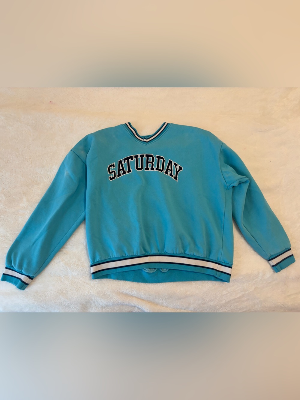 Edikted Turquoise "Saturday" Pullover Sweatshirt